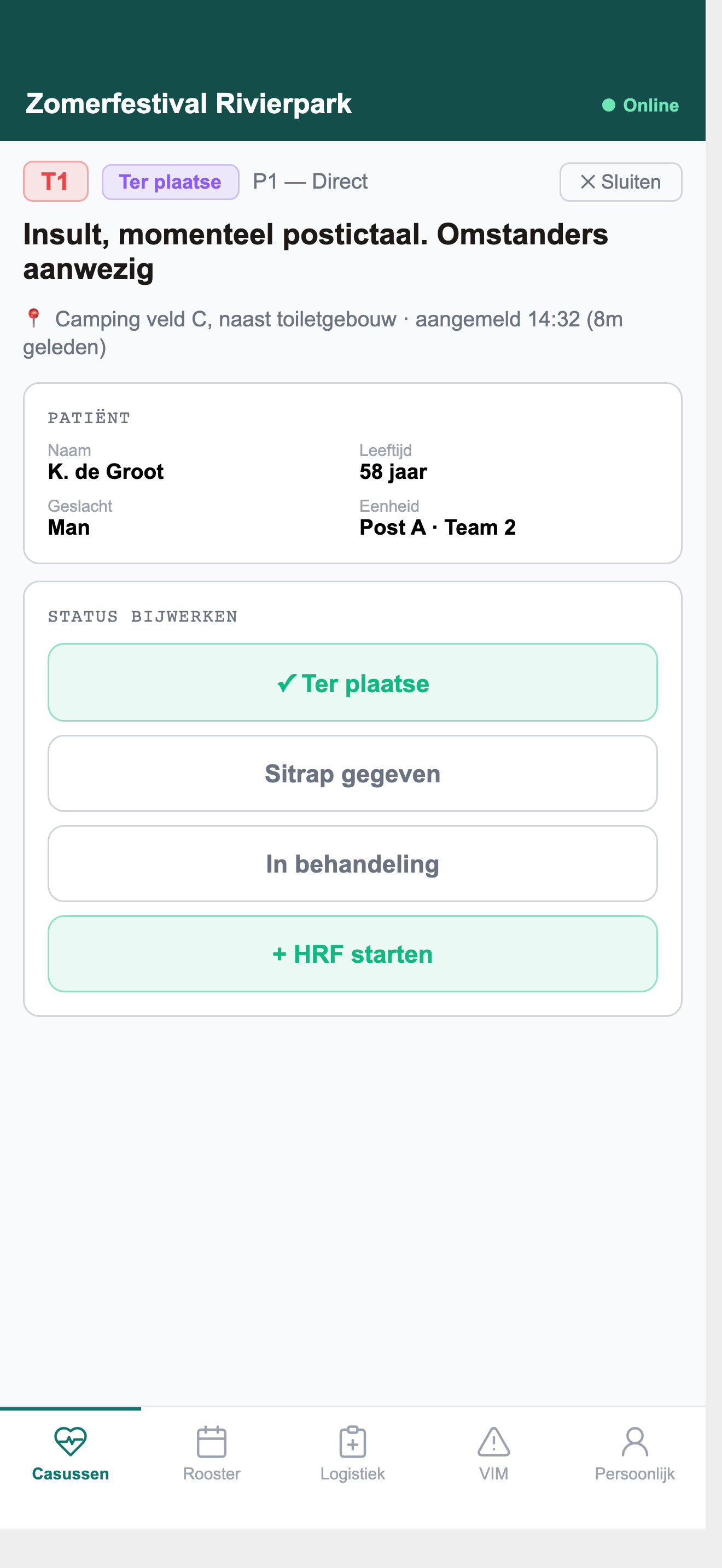 Casus registreren