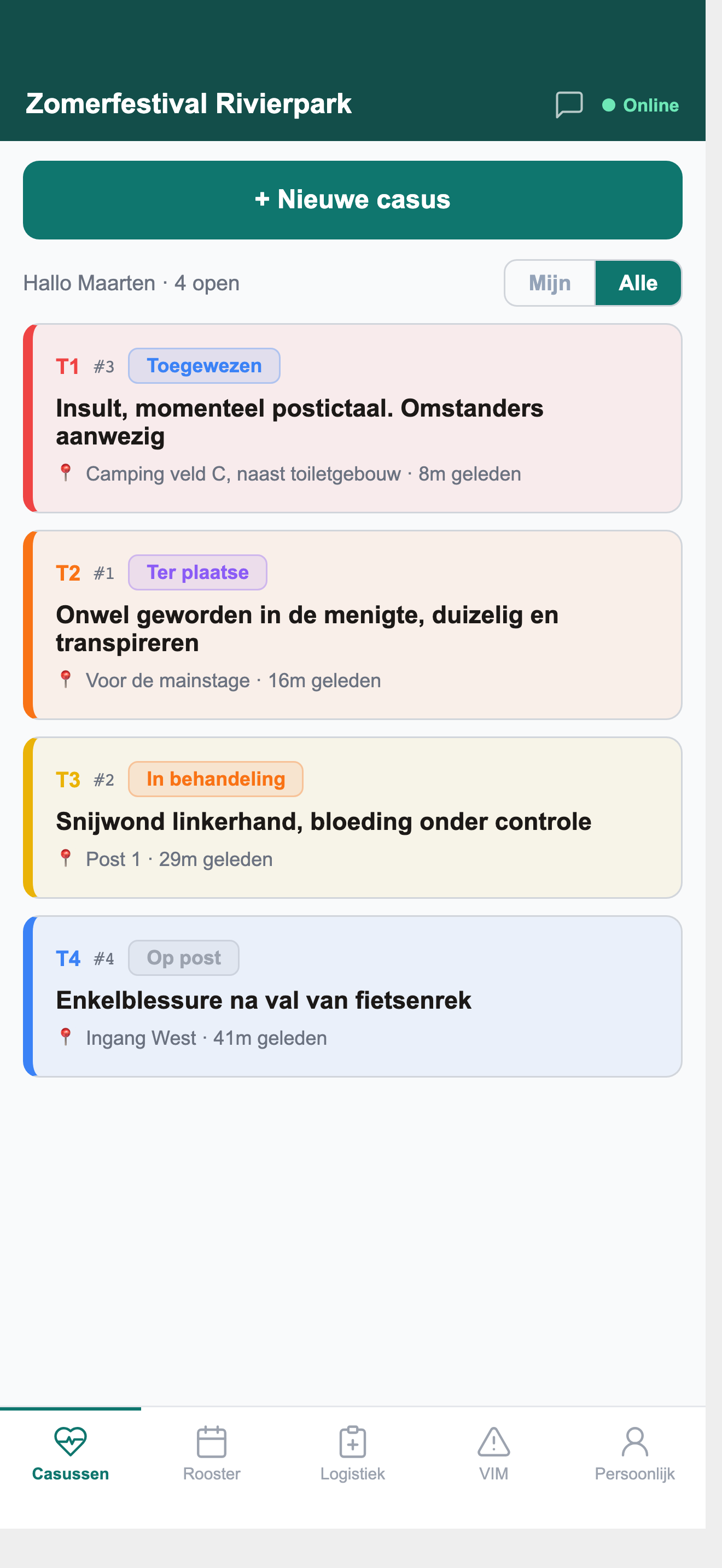 Casussenoverzicht in de Paraat-app